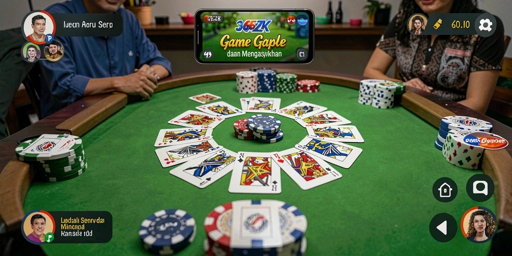 Tampilan gameplay seru dalam 365ZK dengan kartu gaple.