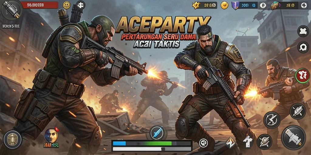 Tangkapan layar gameplay ACEPARTY yang menunjukkan aksi pertarungan yang seru.