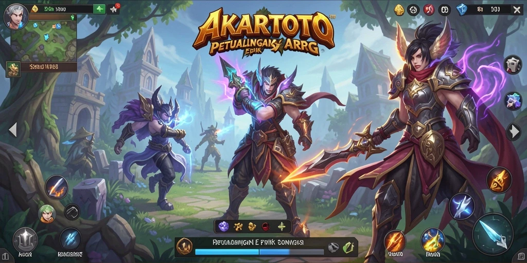 Tampilan seru dari gameplay ARPG AKARTOTO yang menampilkan pertarungan epik.