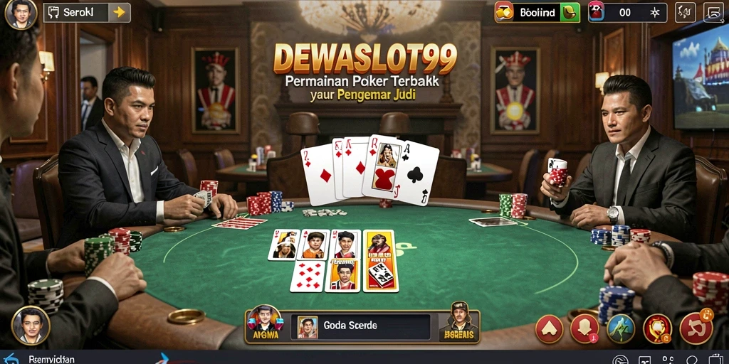 Tampilan gameplay Poker yang menegangkan di DEWASLOT99.