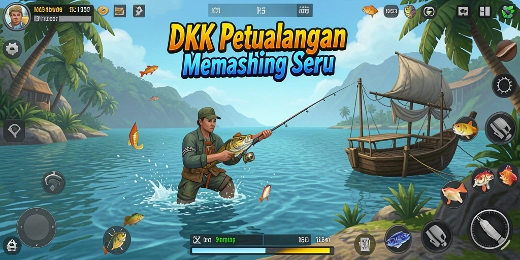 Screenshot DKK menampilkan gameplay memancing yang seru dan menarik.