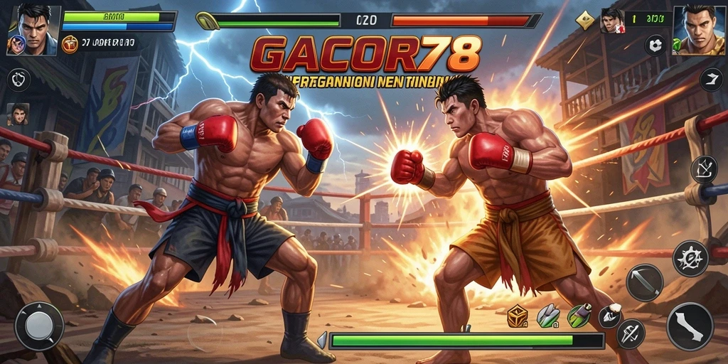 Screenshot gameplay GACOR78 menampilkan aksi pertarungan yang intens dan dinamis.