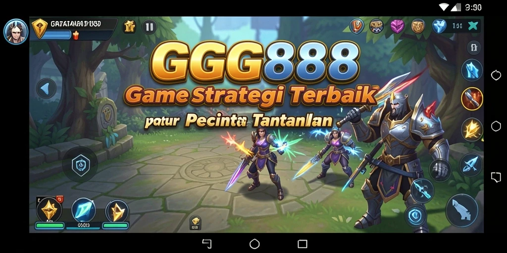 Screenshot menampilkan pertempuran taktis yang intens dalam GGG888.