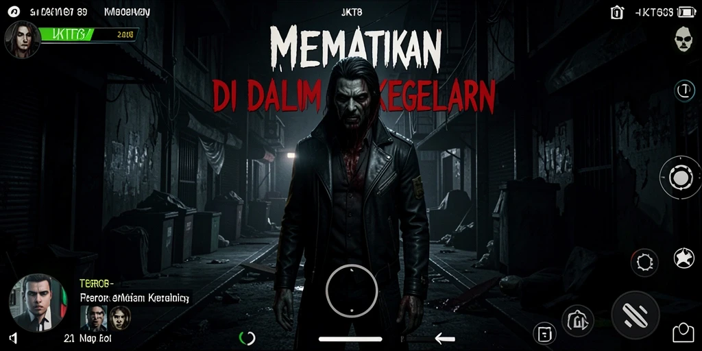 Screenshot JKT8 menunjukkan suasana gameplay yang mencekam dan menyeramkan.