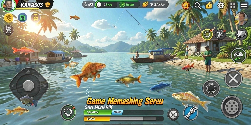 Screenshot gameplay KAKA303 menampilkan pengalaman memancing yang menantang.