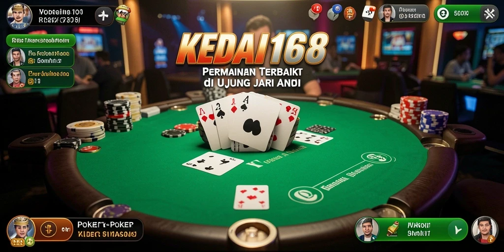 Tampilan gameplay KEDAI168 dengan suasana poker yang seru.
