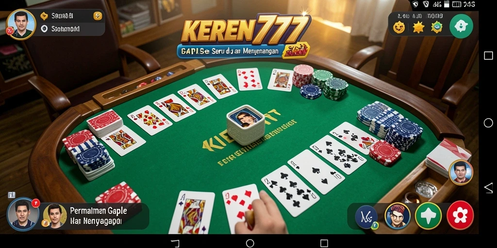 Tampilan utama gameplay Gaple di KEREN777 dengan pemain bersenang-senang.