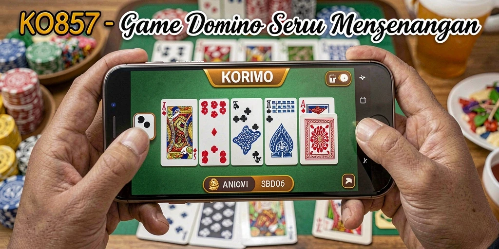 Tampilan utama screenshot KO857 menampilkan gameplay Domino yang seru dan interaktif.