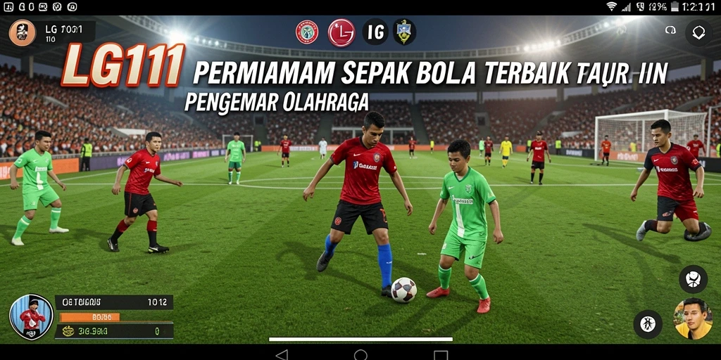 Tangkapan layar dari gameplay LG111 yang menunjukkan aksi di lapangan sepak bola.