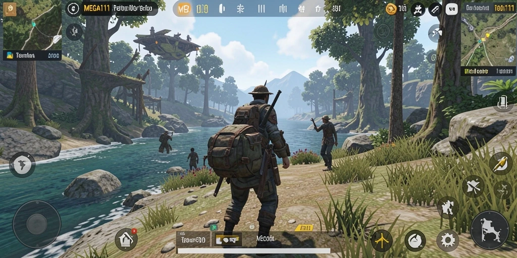 Tampilan gameplay MEGA111 yang menakjubkan di dunia terbuka.
