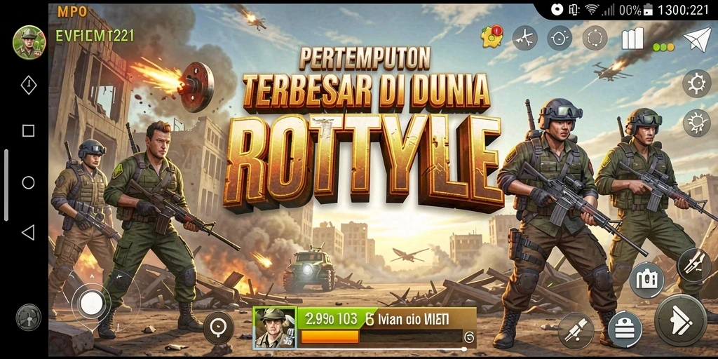 Tampilan gameplay seru dan mendebarkan dari MPO1221 dalam Battle Royale.