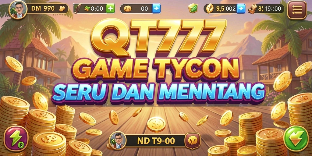 Screenshot gameplay QT777 yang menampilkan aktivitas simulasi bisnis.