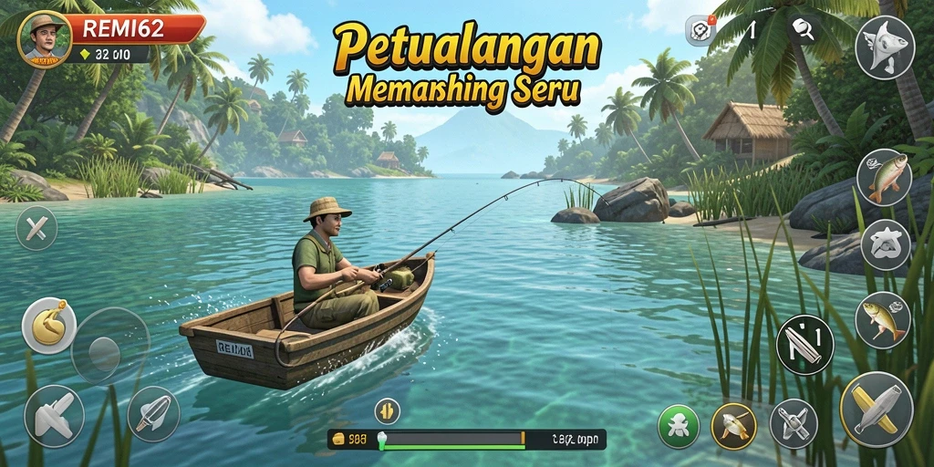 Tampilan gameplay REMI62 yang seru dalam memancing ikan.