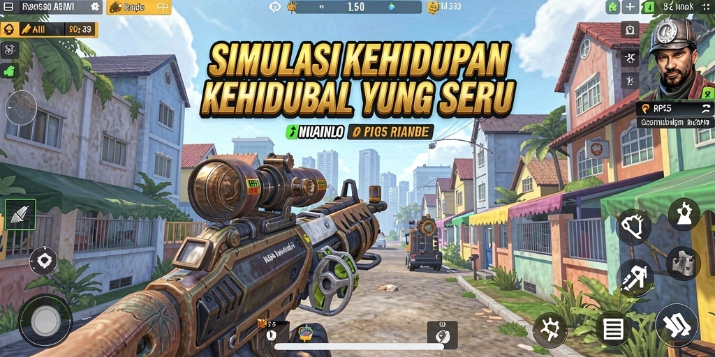 Gameplay seru di dunia virtual RP55 dengan banyak aktivitas.