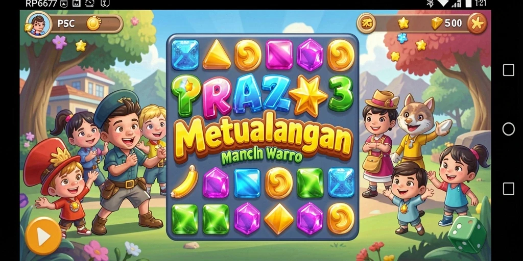 Screenshot gameplay RP6677 yang menunjukkan keseruan dan tantangan match-3.