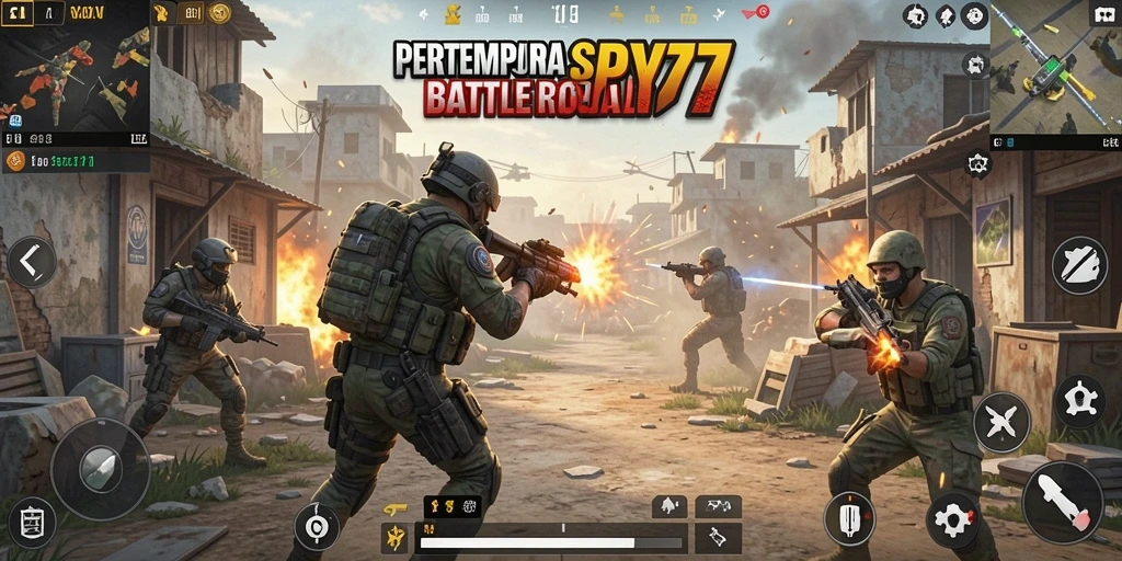 Tampilan seru pertempuran dalam SPY77 dengan banyak aksi.
