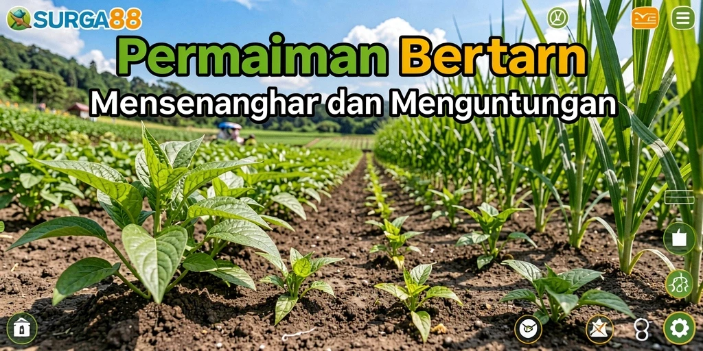 Screenshot SURGA88 menunjukkan elemen pertanian yang menarik dan gameplay yang seru.