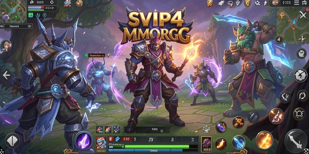 Screenshot gameplay SVIP4 menunjukkan aksi seru dalam pertarungan MMORPG.